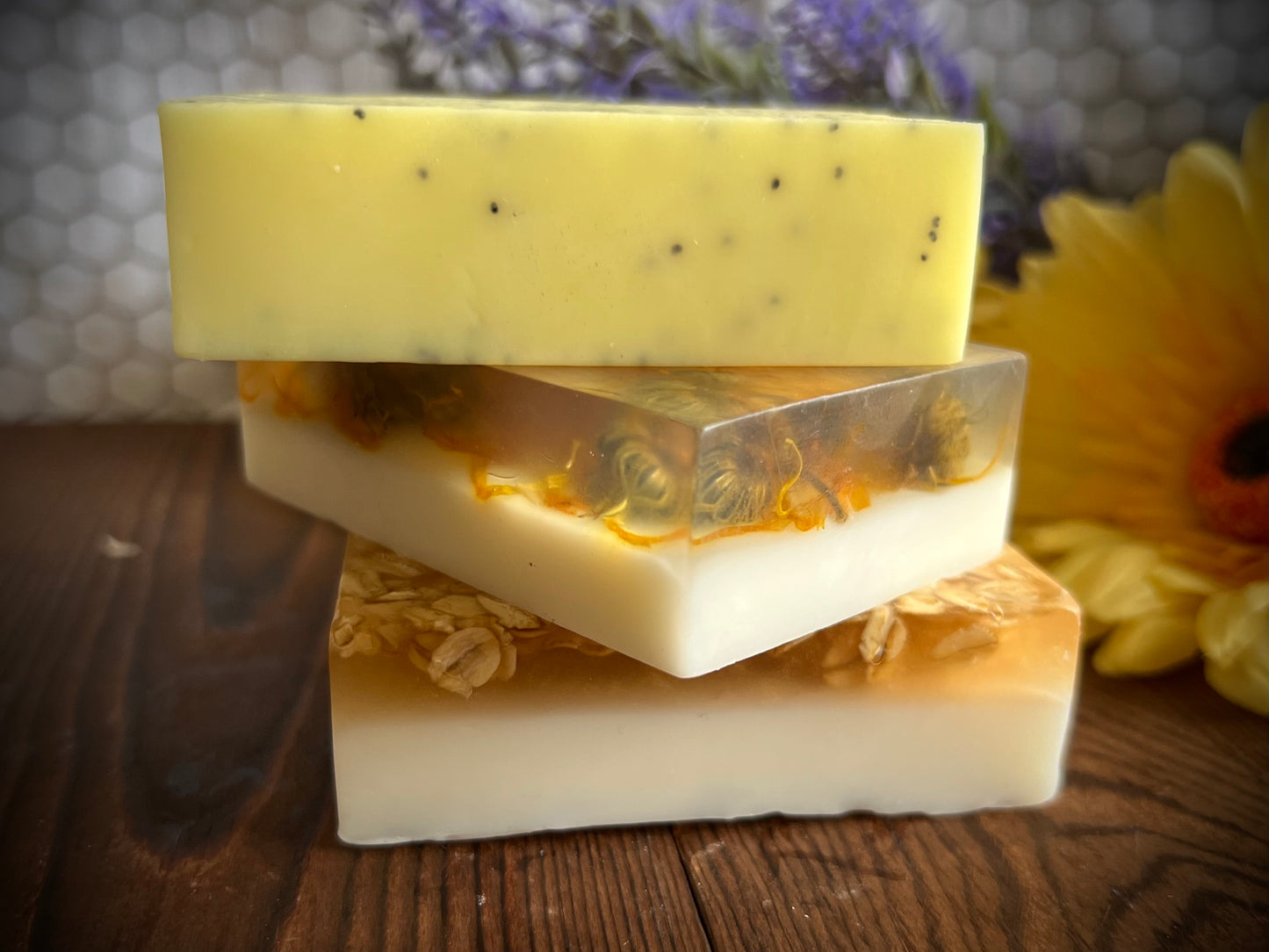 Milk and Honey Soap - Handmade 4 oz Bars - Oatmeal Milk and Honey / Lemon Poppy / Calendula Honey